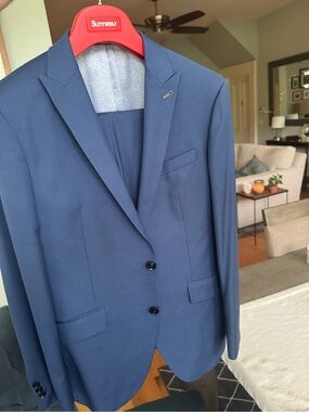 Men's Blue Tailored Surmesur Suit